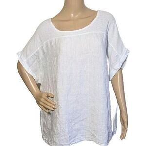 Lungo L'arno Italy Womens Top Size 2X White Linen Tunic
